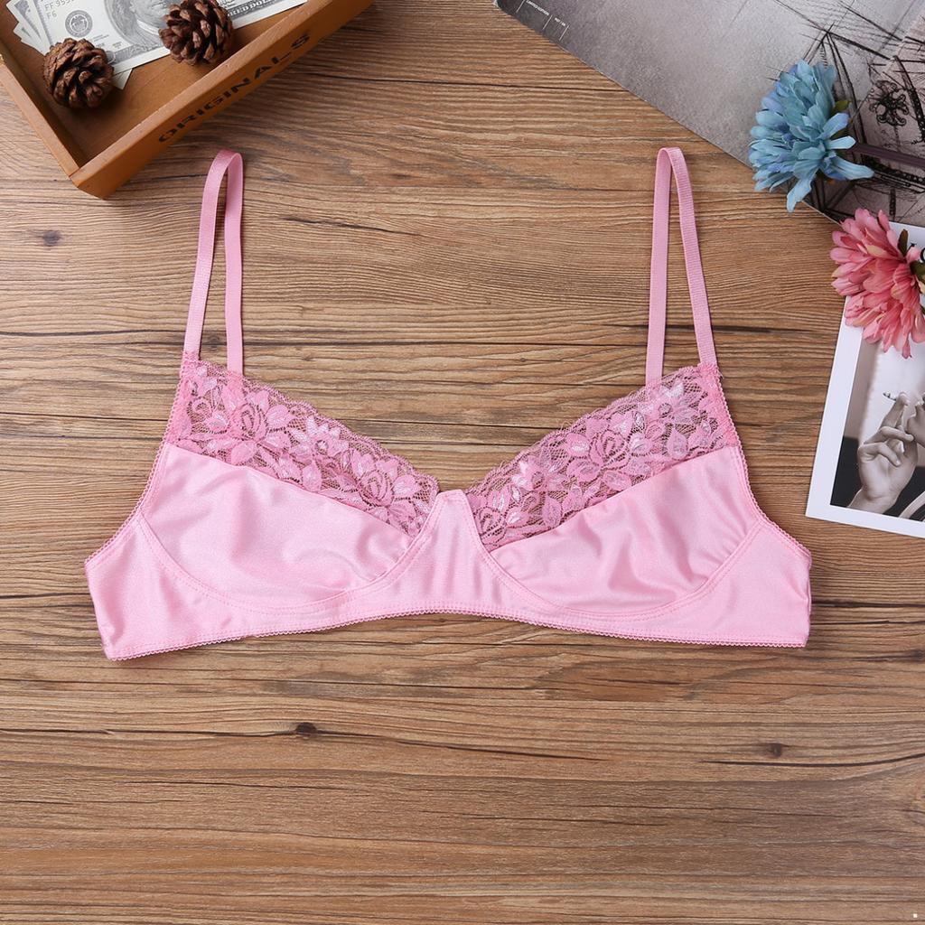 Reggiseno da uomo in pizzo floreale con spalline regolabili trasparenti da notte
