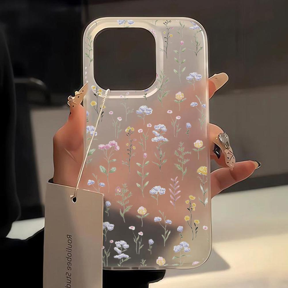 Mobile Phone Cases for iPhone 11 13 15 Pro Max 12 14 Pro Max Case iPhone 16 15 Plus 13 Pro 12 Frosted Texture Painted Cartoon Flowers
