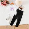 Summer Girls' Two-Piece Set: Fashionable Printed Short Sleeve Top & Long Pants