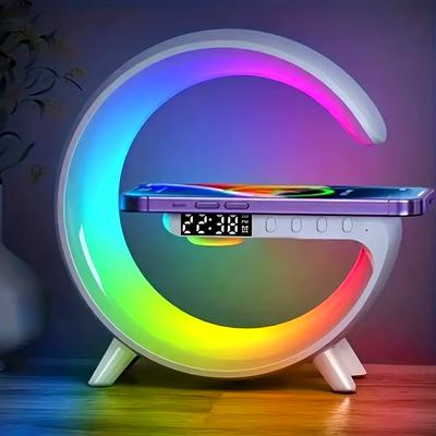 Multifunktionaler kabelloser Lautsprecher mit Sonnenaufgangswecker, RGB-Rhythmuslicht und Schnellladefunktion – ideale Wecktischlampe für Schlafzimmer