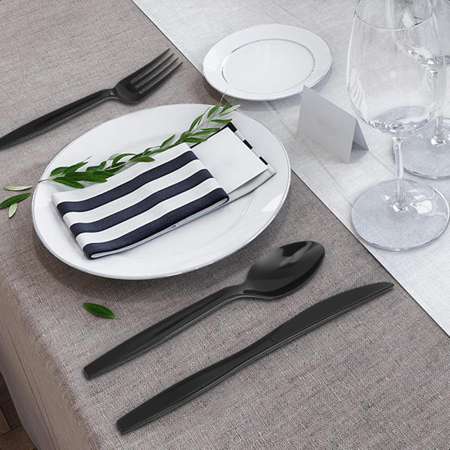 

Набор одноразовых столовых приборов 90 шт. 30 вилок 30 ножей 30 ложек Одноразовые пластиковые столовые приборы серебристого цвета для дома офиса школы вечеринки Pi United States