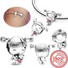 Fit Original Pendant Charm Bracelet Fine Zircon 925 Sterling Copper Sweet Lovely Happy Boy Girl Love Pink Heart Robot DIY Beads