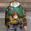 Women's Fashion Long Sleeve Christmas Print Loose Hooded Sweatshirt Top