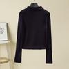 Women's Korean Style Mock Neck Knit Top with Button Detail