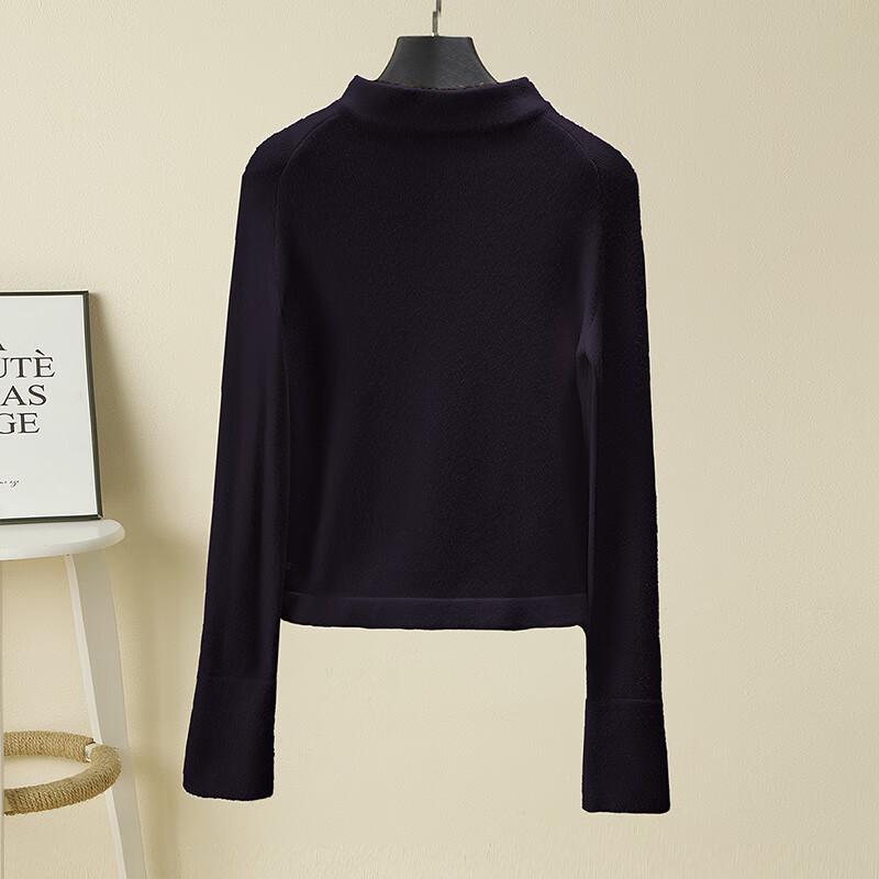 Women's Korean Style Mock Neck Knit Top with Button Detail