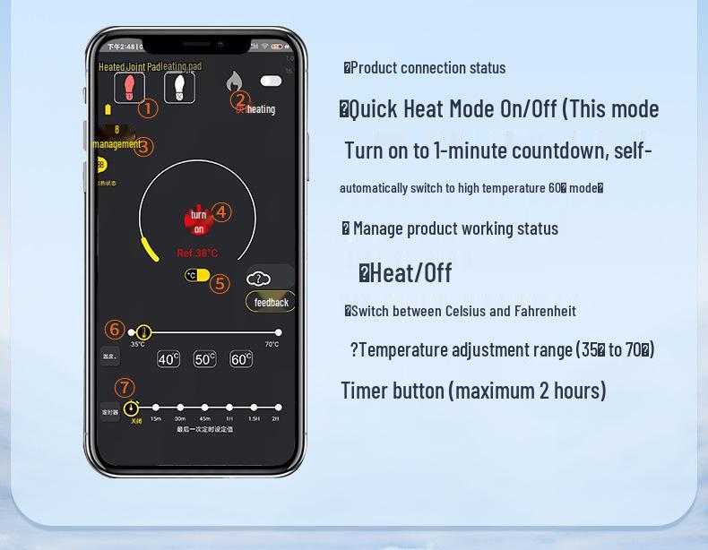 De'ou Te Electric Heated Insoles with APP-Controlled Temperature & USB Charging for Winter Warmth