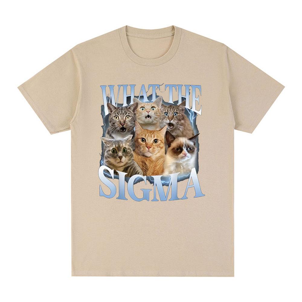 What The Sigma Funny Meme Cat Lovers Graphic T-Shirts Mens Women Cotton Oversized Short Sleeve T Shirts Fashion Comfort T Shirt