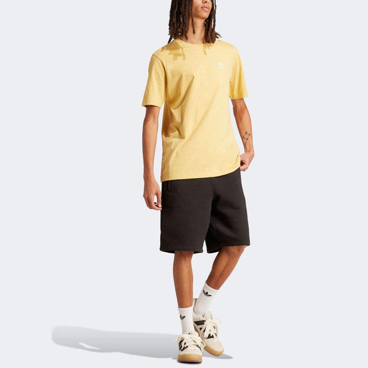 Adidas Originals Essentials Solid Logo Crew Neck Short Sleeve T-Shirt Men Tops Yellow IR9695