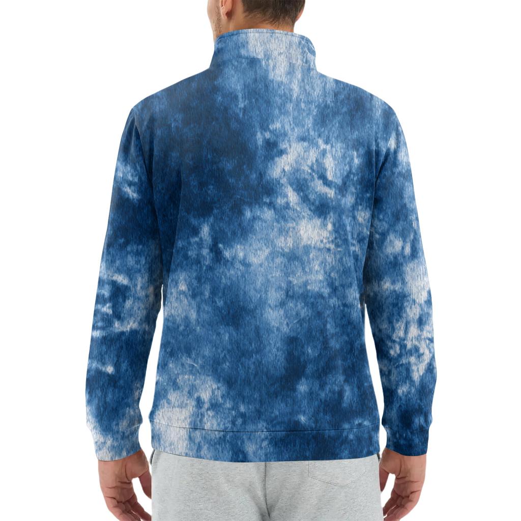 Herre Løs Casual 1/4 Glidelås Genser Mote Trykket Langermet Topp Med Lommer