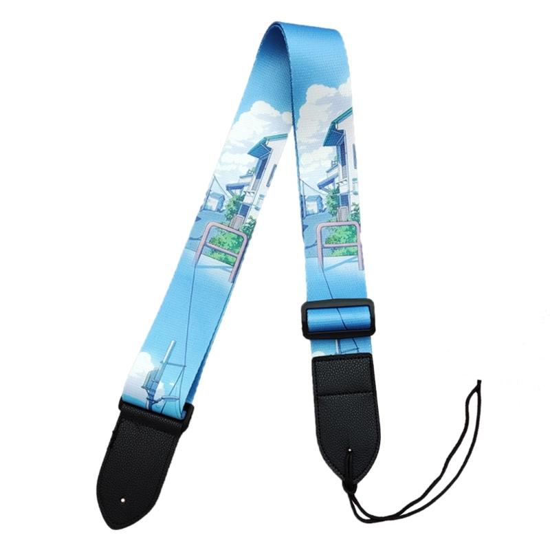 

Adjustable Guitar Strap Printed Guitar Shoulder Strap Electric Guitar Shoulder Belt Guitar Accessories for Ukulele Bass небесно-голубой