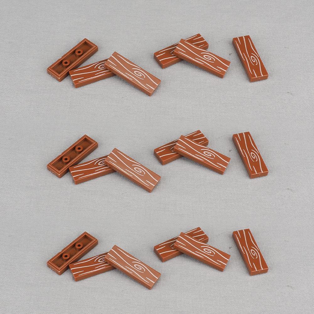 Non-Toxic Moc 10Pcs 63864 Printed Wood Grain Floor Pattern Building Blocks 2431 Matching Compatible Accessories Diy Toys Children Kid Gift