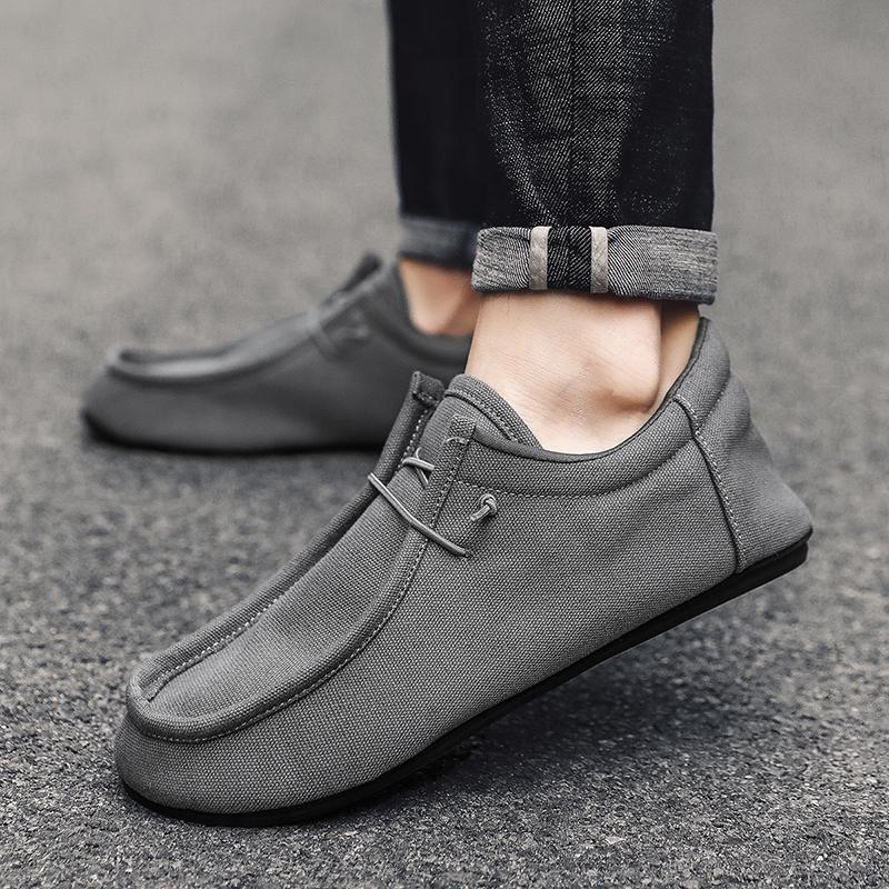 YRZL Men's Canvas Shoes Breathable Casual Walking Shoe Indoor Thin Bottom Home Bedroom Mens Slippers Comfortable Loafers for Men