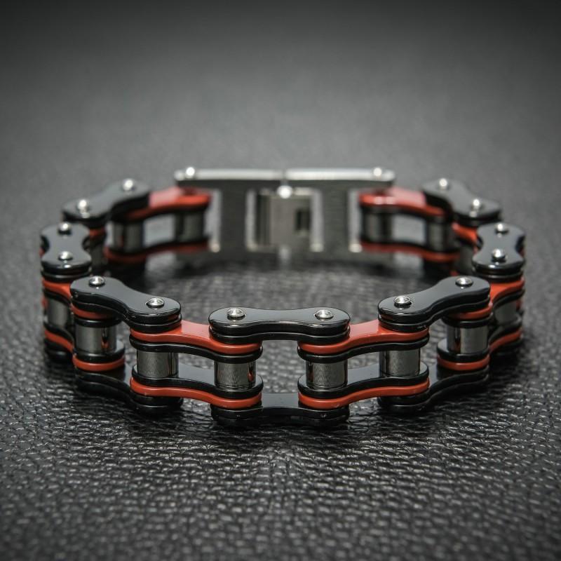 Titanium Steel Cycling Bracelet Men Punk Style Geometric Design Bike Rider Safety Accessory Black Red Or