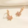 1 Pair Fashion Zirconia Flowers Dangle Earrings for Women Golden Earring Jewelry Wedding Party Accessories