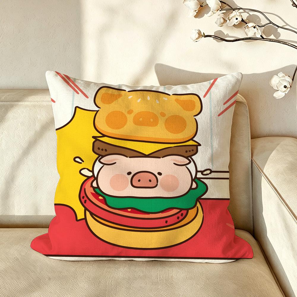 Character CCute PPig Kawaii Cushion Cover Pillow Case Antidustmite Pillowcase Silky Short Plush Sofa Cushion Cover hot
