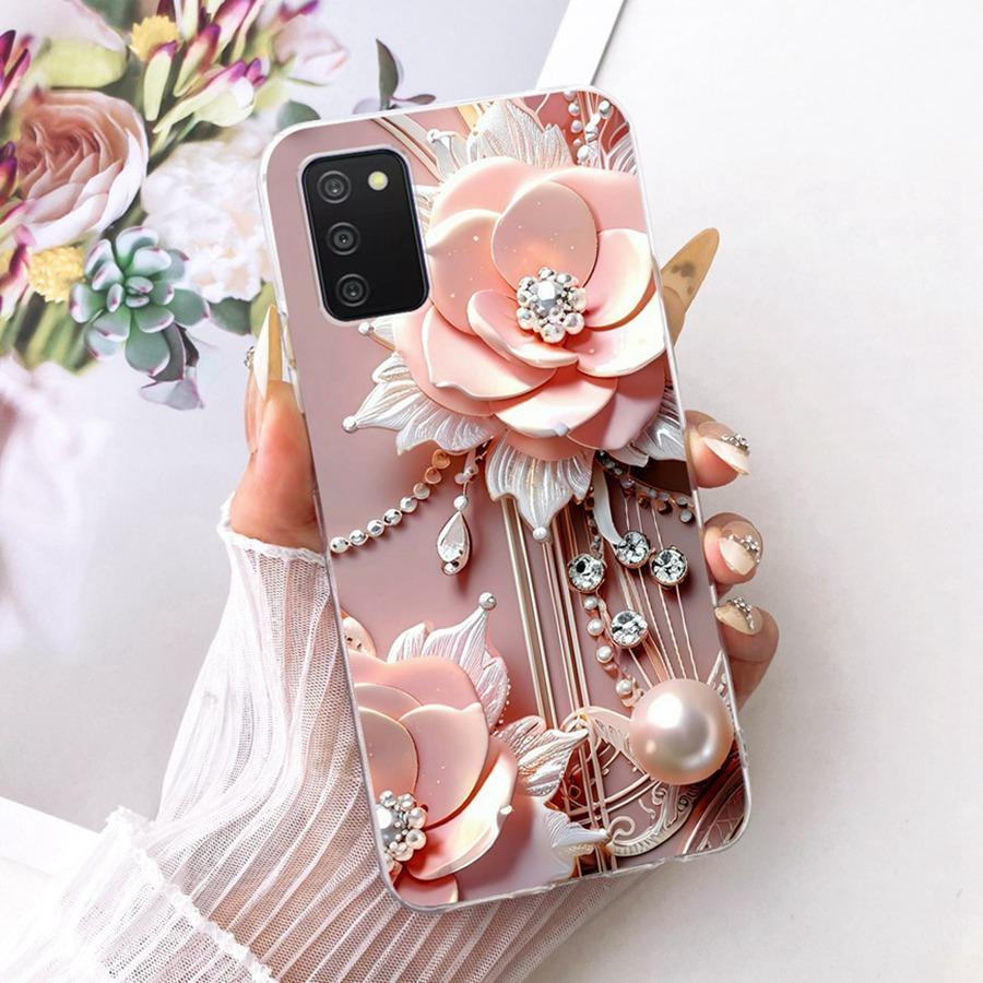Case For Samsung Galaxy A03s A03 Core A03 Phone Cover for SamsungA03 A 03 S Soft Silicone TPU transparent Painted Flower Fundas