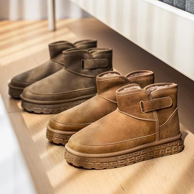 Bottes de neige rembourrées chaudes en cuir de vachette d'hiver élastique doux pour homme à semelle épaisse antidérapante résistante à l'usure pour loisirs extérieurs sports bottes en coton