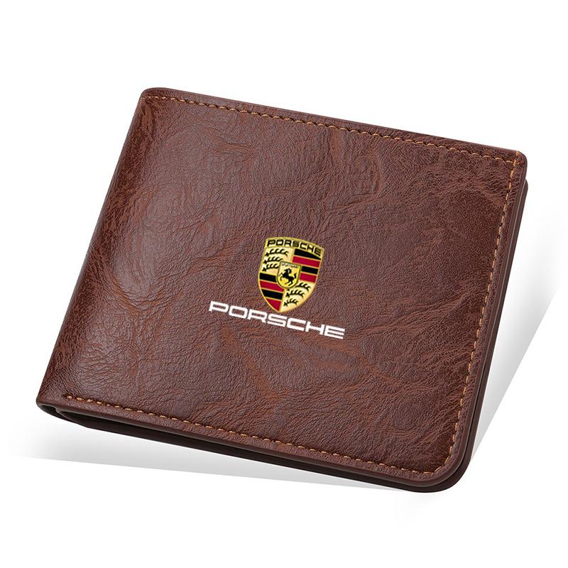 New Leather Car Purses Driver License Credit Card Wallet Money Bag For Porsche Cayenne Panamera Macan 911 718 Taycan Boxster 918