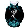 New Fashion Autumn and Winter 3D Flame Men's Hoodie Hooded Sweatshirt Pullover Cross Printed Large Size Sweater
