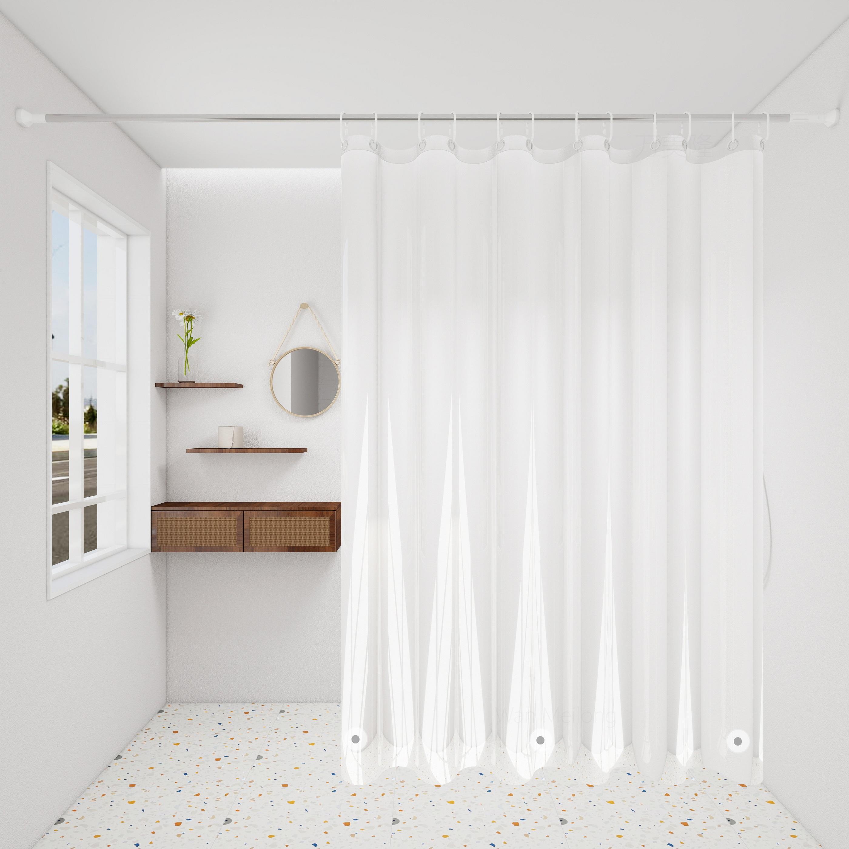 

The Transparent Magnet Dry-Wet Separation Partition Shower Curtain Is Transparent And The Weighted Magnet Does Not Float 180*180cm прозрачный