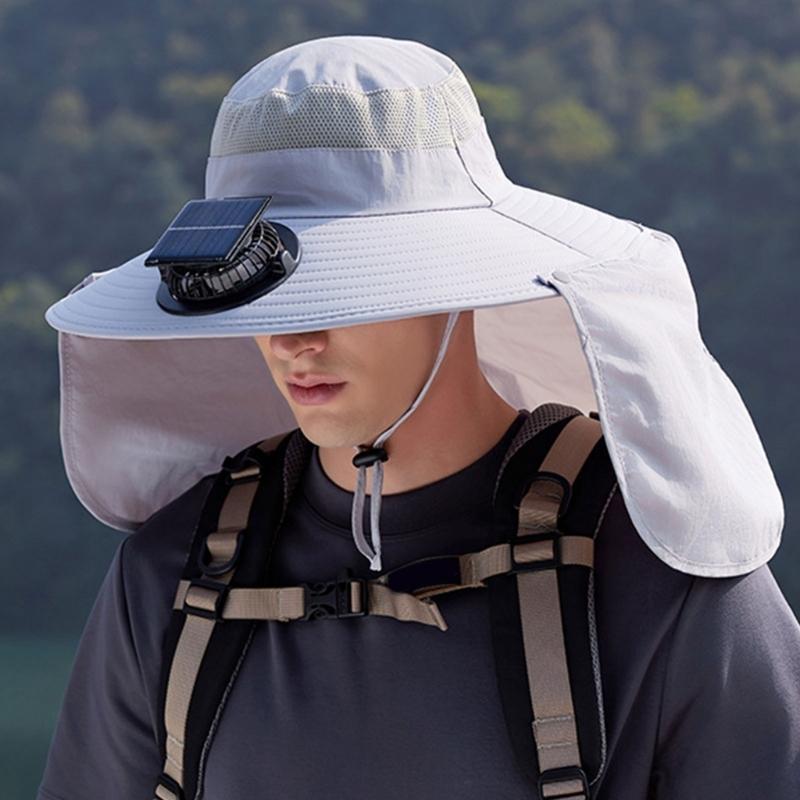 Rechargeable Outdoor Hat Built In Fan Solar Charging Lightweight Breathable Sun Protection For Men Women