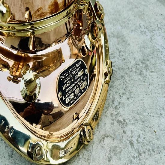 55.88 Cm Copper Brass Diving Helmet U.S Navy Mark V Scuba Divers Helmet
