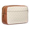 Michael Kors MK Bryant Metallic Logo Monogram Zip Closure Shoulder Crossbody Bag Medium Women Bags Vanilla-White Acorn-Brown 32S5GYTC5B-VANILLA/ACRN