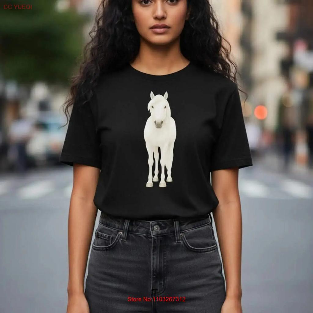 White Horse Organic Cotton T Shirt Vintage Slightly Stylish Versatile Comfortable Designer Clothes Fashion Graphic