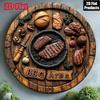 Placca Artistica da Parete Rotonda in Metallo 20x20 cm Segno Rustico per Grigliata BBQ Design Grigliata Carne Tavola di Legno Decorazione Cucina Retrò Bar di Casa Man Cave