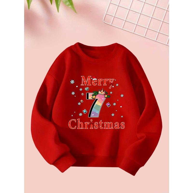 2025 9 22 Merry Christmas 7 Girls Autumn and Winter Fashion Sweatshirt Creative Christmas Elements Casual Long Sleeve