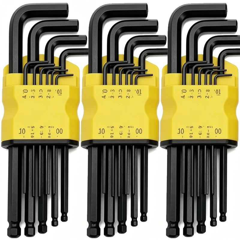 1.5/2/2.5/3/4/5/6/8/10mm Metric Ball End Hex Key Wrench Set L-Shape Long Arm Wrenches Hexagon Screwdriver Spanner with Holder