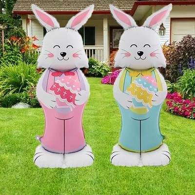 Easter Cartoon 4D Standing Rabbit Standing Cartoon Rabbit Carrot Aluminum Film Balloon Festival Party Decoration