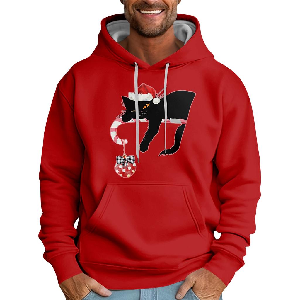 Løs herrehettegenser med juleprint