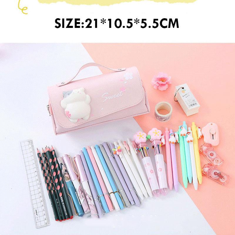Cute Decompression Pencil Case Large Capacity Storage Bag Back To School Supplies Kawaii Korean Stationery Pen Cases