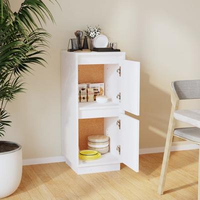 Sideboard White 31.5 X 34 X 75 Cm Solid Pine Wood