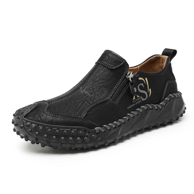 Men s Plus Size Handmade Slip-on Outdoor Hiking Shoes - Anti-slip Casual Footwear for Autumn 43 чёрный