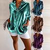 New Women's Casual Long Sleeve Shirt Collar Cardigan Gold Velvet Multicolor Women's Top Shirt