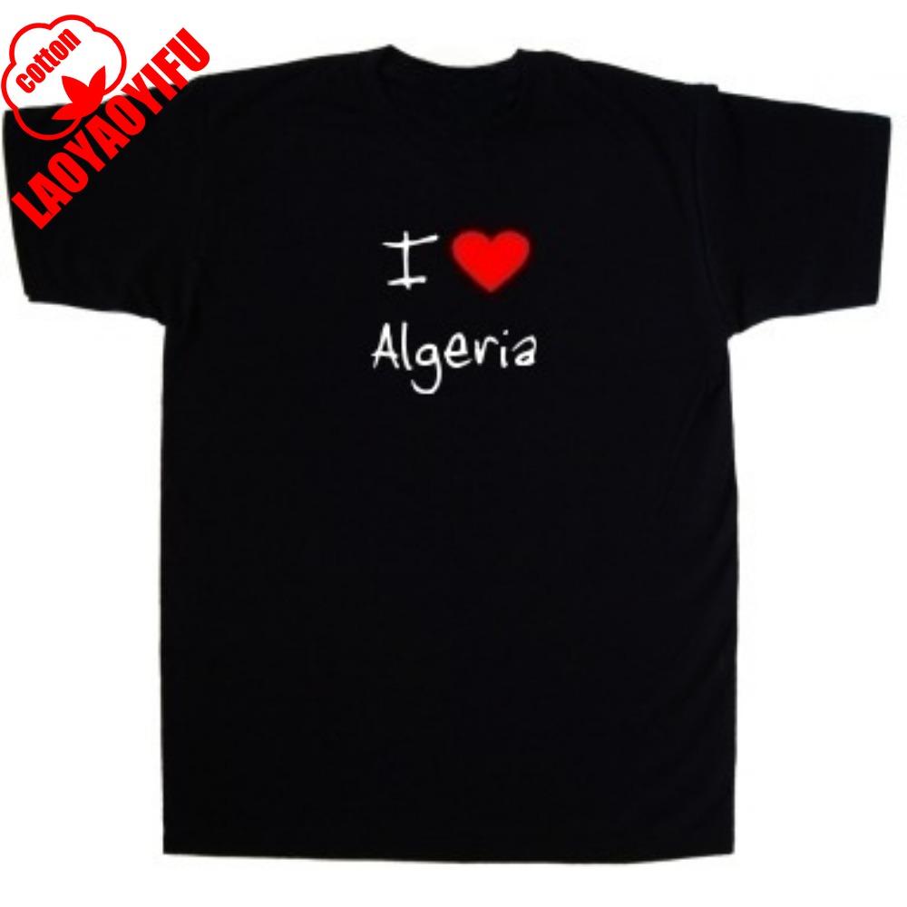 

I Love Heart Algeria T-Shirt Summer Breathable Camisetas O-neck Short-sleeve Fit Sweatshirt for Daily Wear 4XL