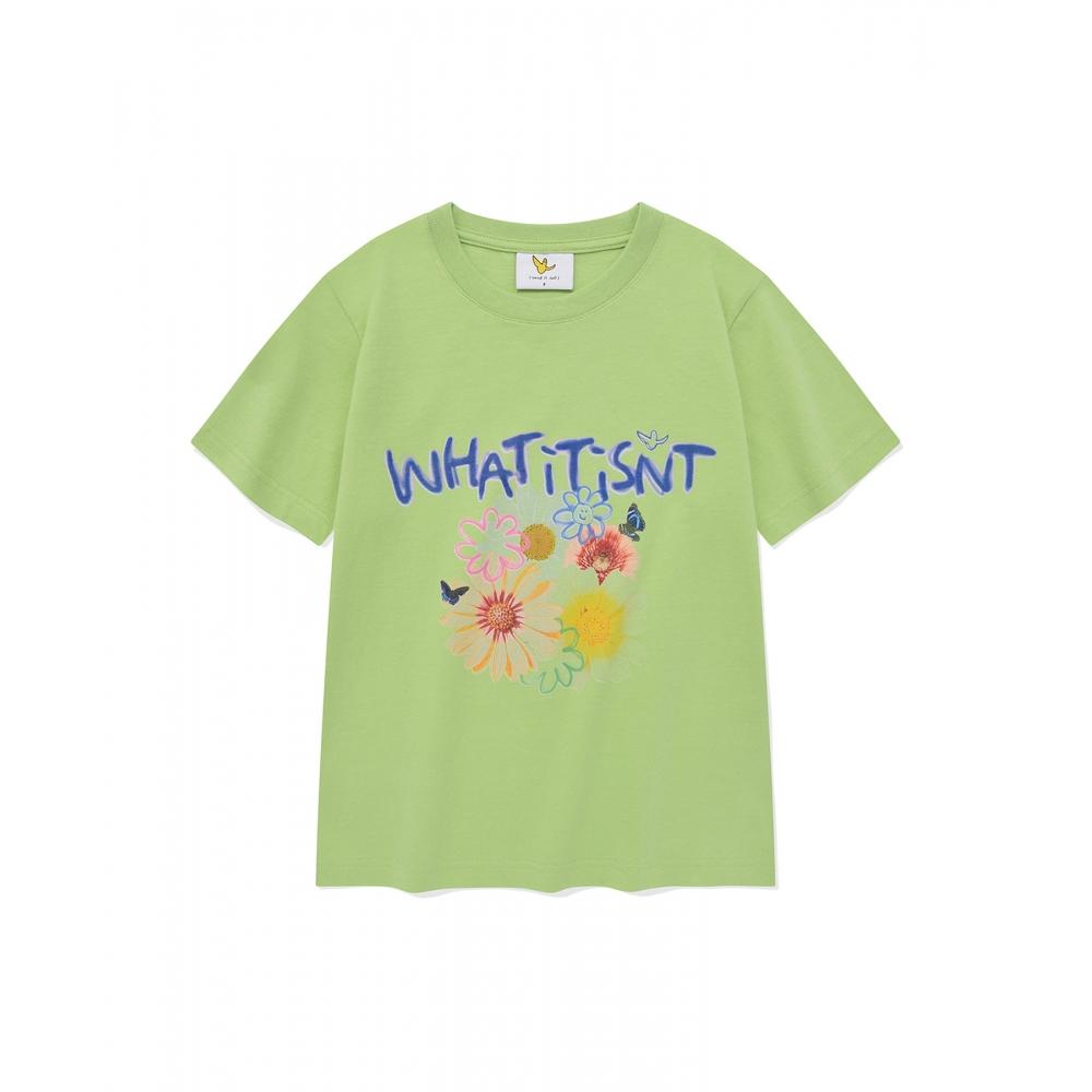 

WHATITISNT Футболка с коротким рукавом с цветочным рисунком WMS Apple Green