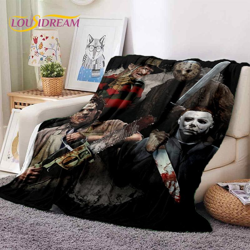 Hororový film Chucky Pennywise Halloween Pila Postava Deku, Měkká Přehozová Deku pro Domov Ložnici Postel Pohovku Piknik Cestovní Kryt