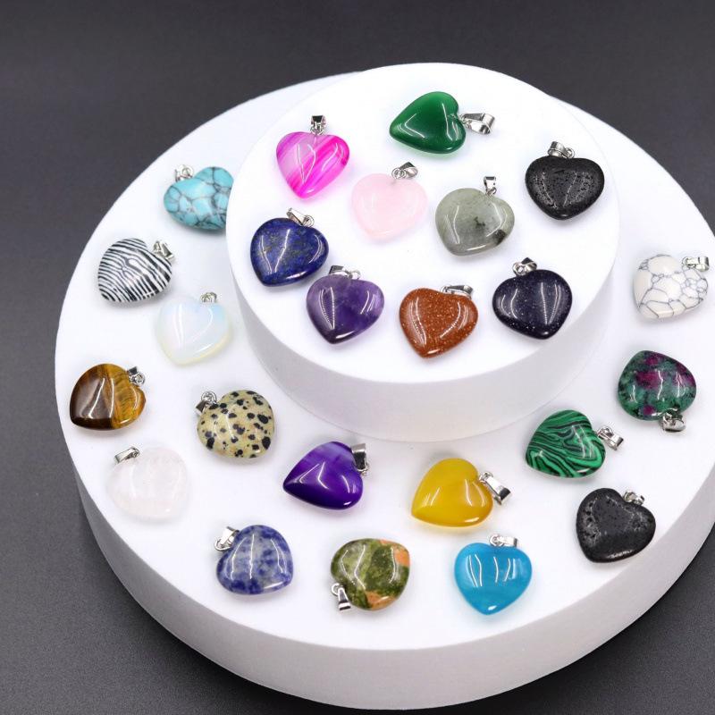 Amethyst & Achat Herz Halskette: Natürlicher Stein 20mm Anhänger Schlüsselanhänger Zubehör