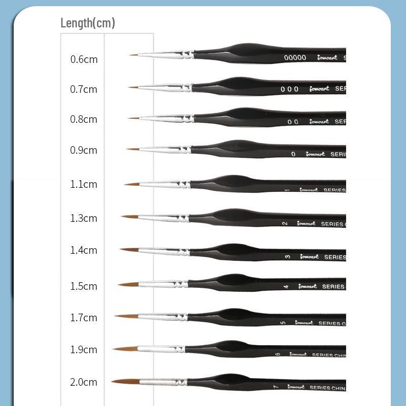 Wolf Hair Fine Line Brush - Black Triangular Birch Handle for Nail Art and Watercolor Detailing