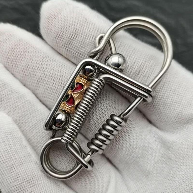 Stainless Steel Handicraft Key Card Bag Ring Buckle Pendant Matte Color Bead Trinket Car Keyring Creative Gift Small Decoration
