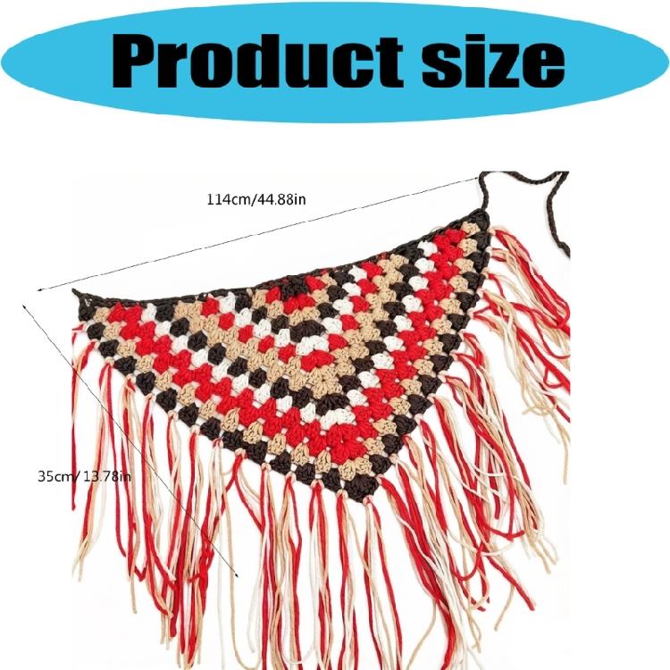 Trendy Fringed Scarf Oversized Triangles Wrap Crochet Tassels Fringe Hip Scarf for Music Festival Goers