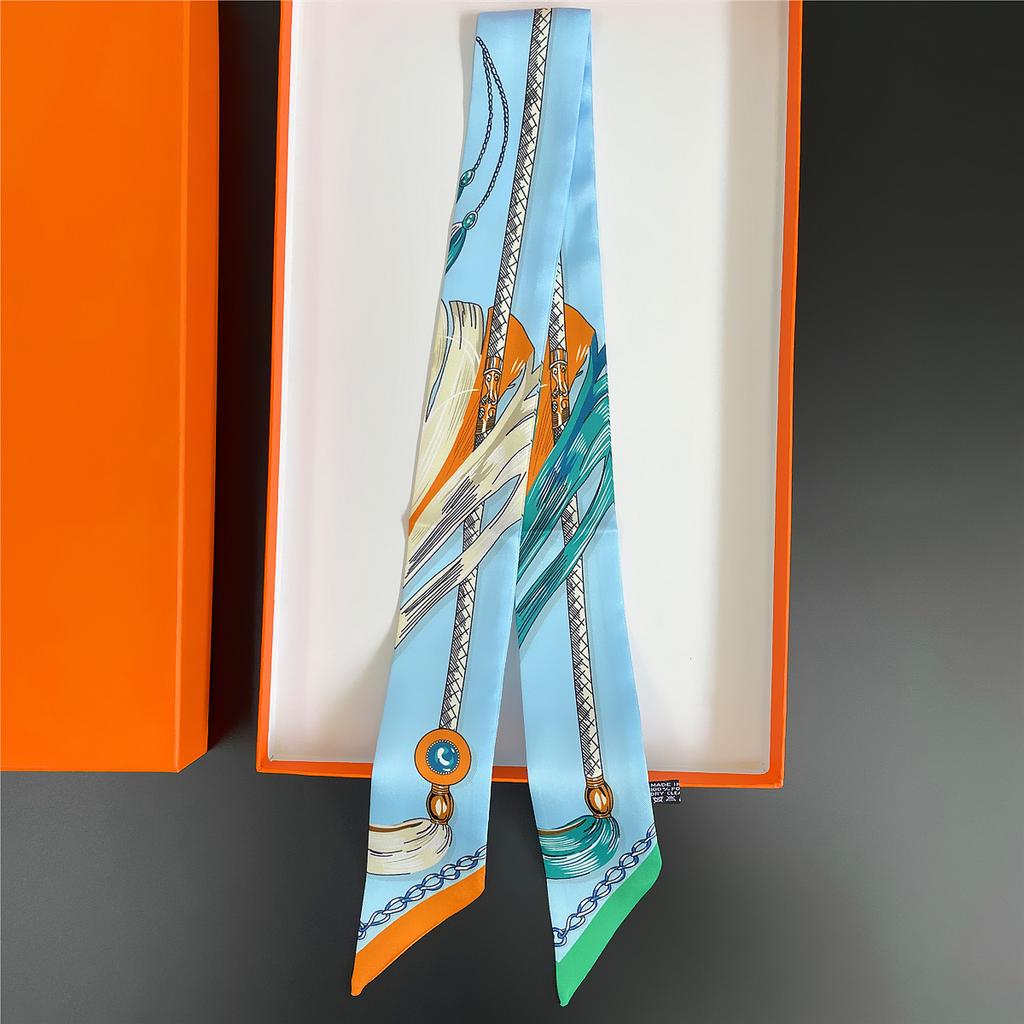 Brand Design Twill 100% Silk Scarf Luxury Fashion Scarf Women Foulard Skinny Bag Scarves New Hot Neckerchief Hair Headband