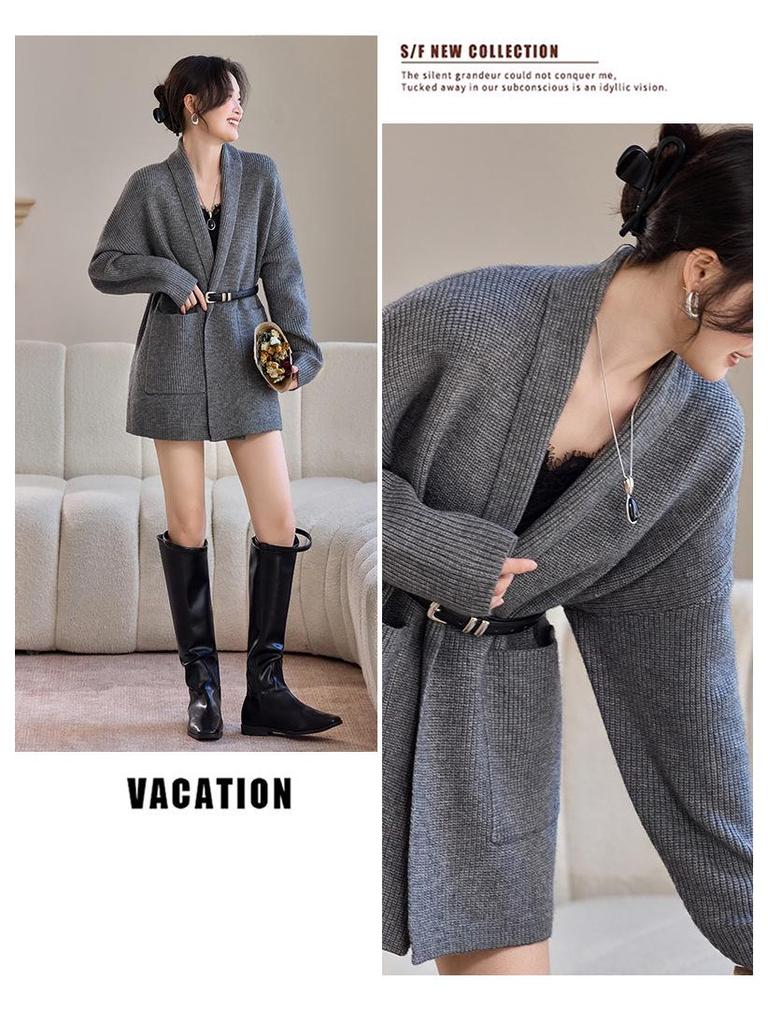 2025 Autumn/Winter Pineapple Stitch Thick Cardigan Coat - Women's Wool Knitwear Sweater
