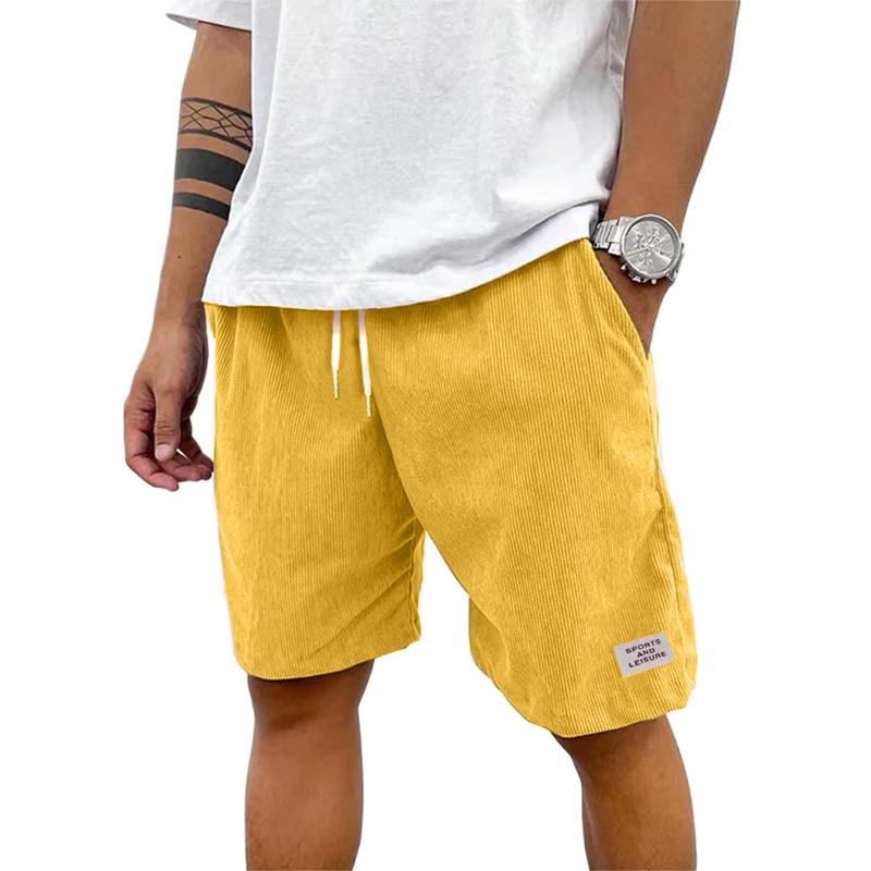 Summer Cotton Solid Shorts Men High Quality Casual Business Social Elastic Waist Men Shorts Beach Shorts Straight Five-point Pants Tooling Shorts Men