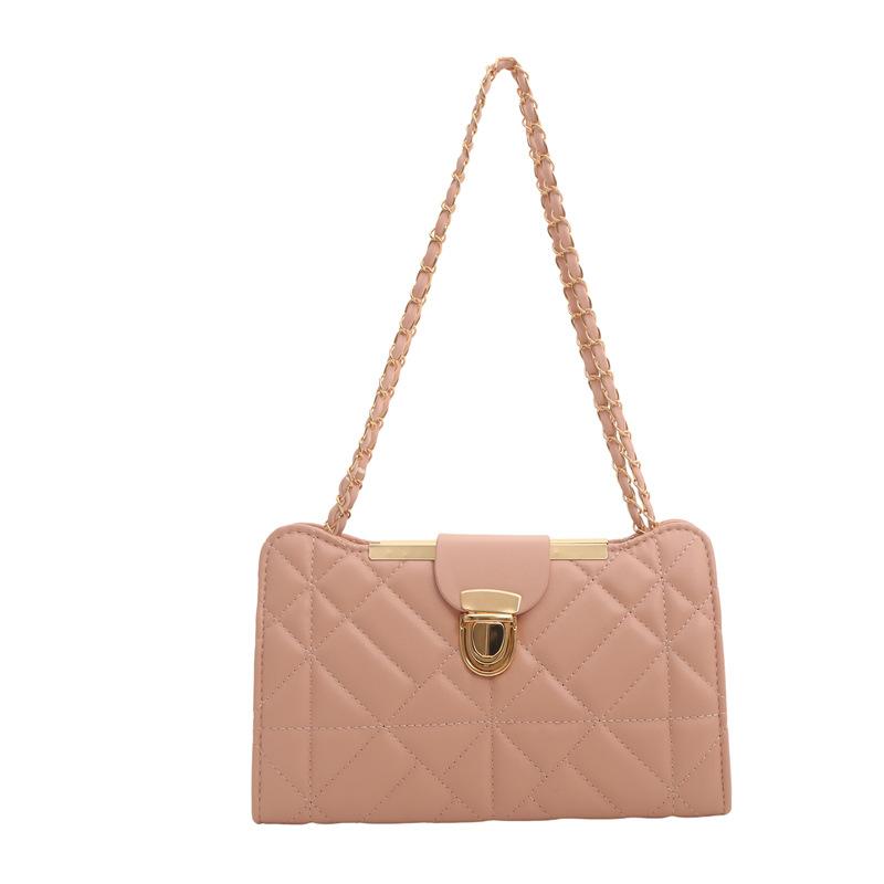 

Літо 2024, нова діамантова сумка під пахвами, модна іноземна сумка через плече, текстурна сумочка, повсякденна маленька квадратна сумка рожевий