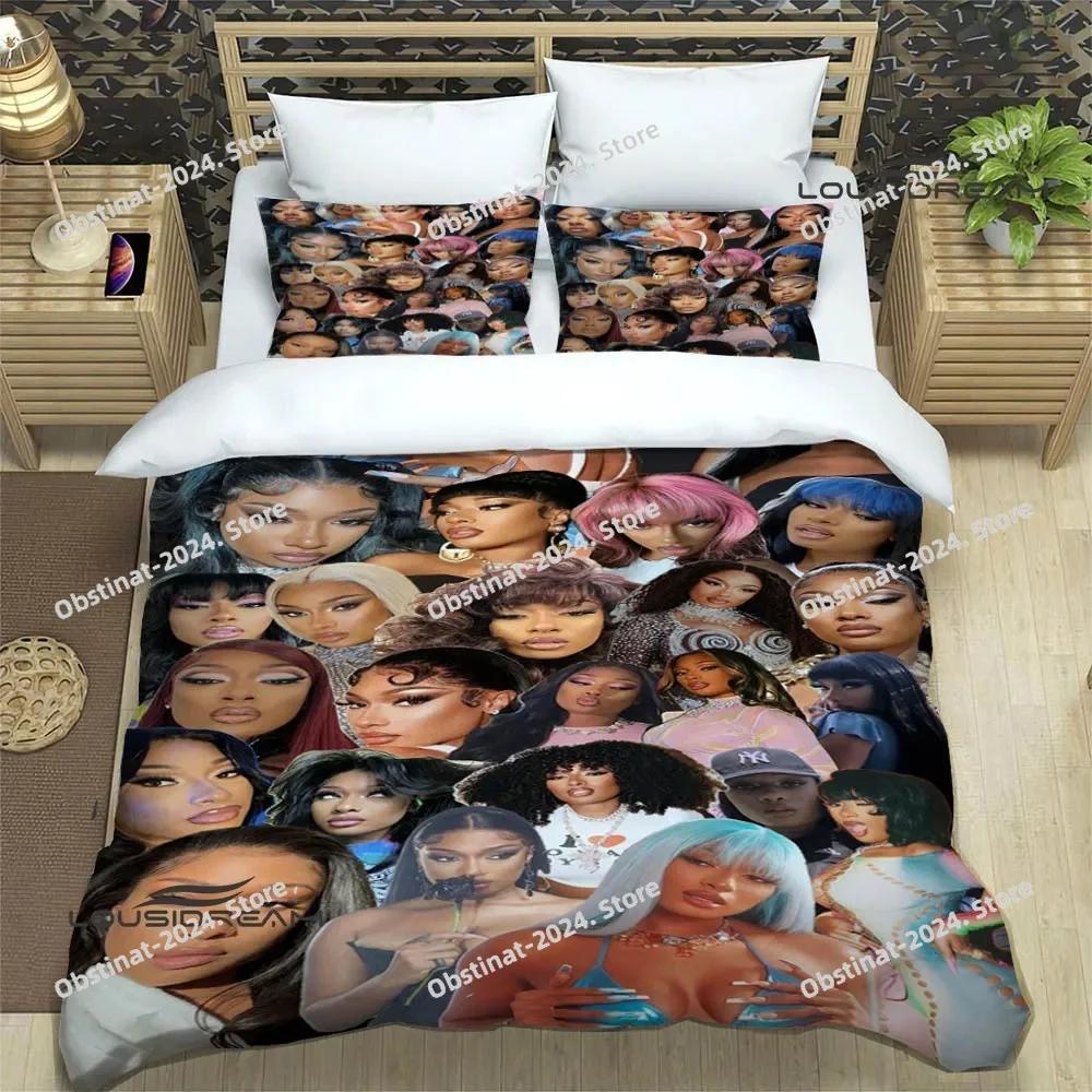 Raper Megan The Stalion Beding Set Printed With Pilowcase Bed Soft Duvet Cover Single Double Quen Super King-Sized Dimensionsd Dimensions Luxury Gift