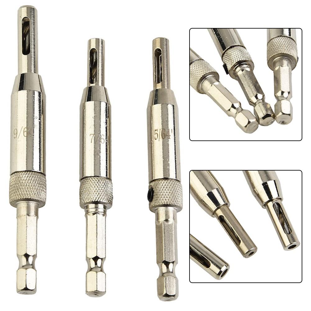 3Pcs Hinge Drill Bit Set, Woodworking Door Hinge Hole Opener, 1/4 Hex Shank Bit